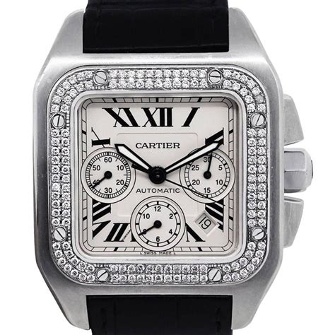 cartier santos diamond watch price|cartier santos 100 diamond bezel.